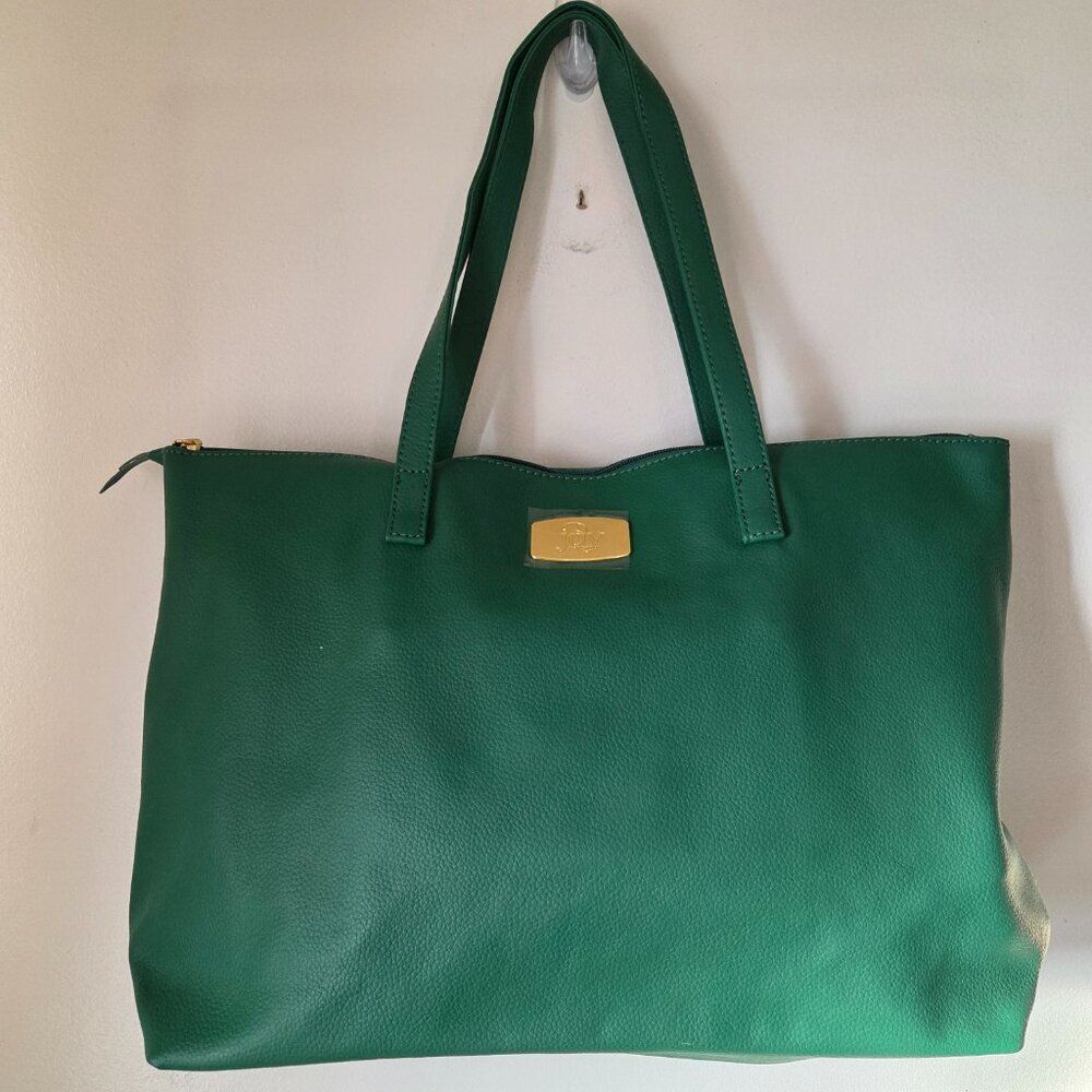 NEW NEVERโUSED JOY MANGANO GREEN LEATHER CARRY ALL TOTE LARGE